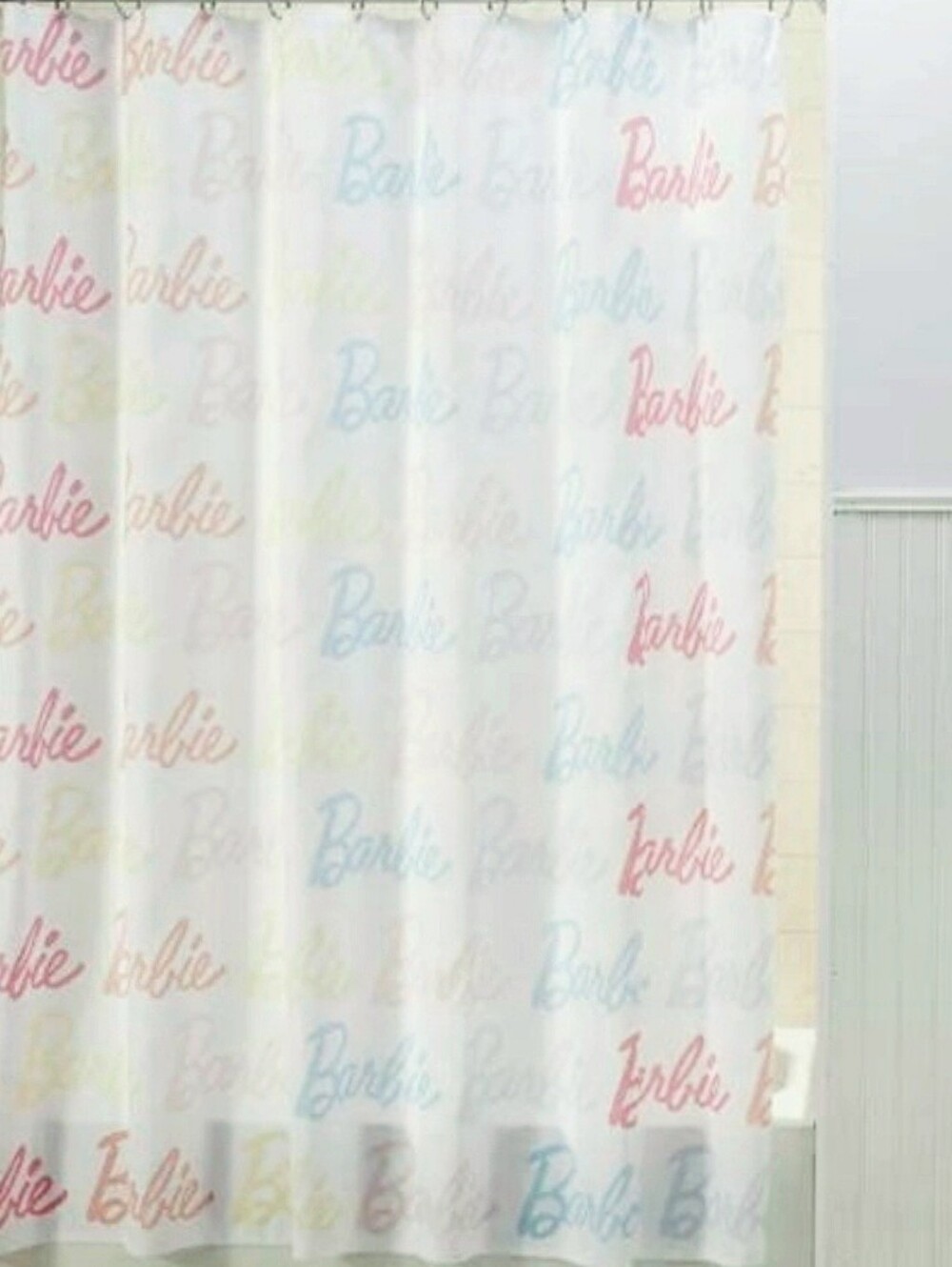 Barbie All Over Logo Shower Curtain
